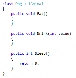 Skärmbild av resulterande klass – C#.