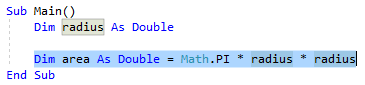 Skärmbild av Visual Basic kod för main sub. I den suben markeras en kodrad.