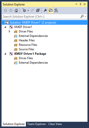 visual Studio Solution Explorer-drivrutinspaketprojekt.