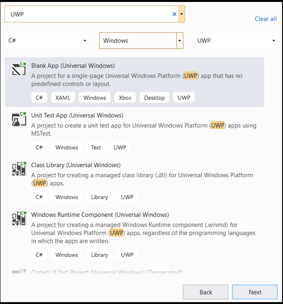 Skapa ny UWP-app