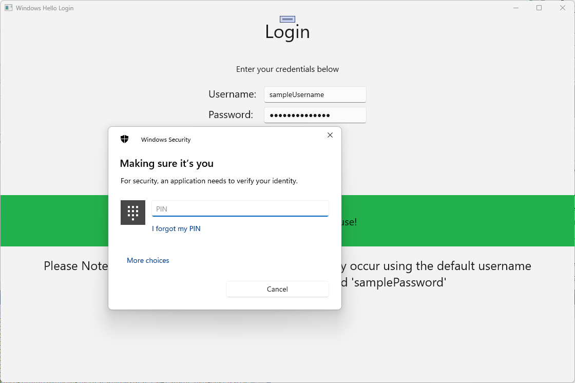 En skärmbild av Windows Hello inloggningsskärmen