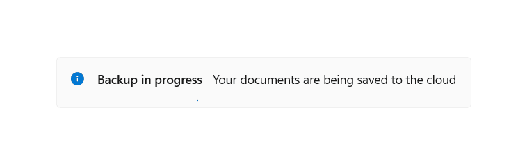 Ett exempel på ett InfoBar i dess standardtillstånd med en obestämd förloppsindikator
