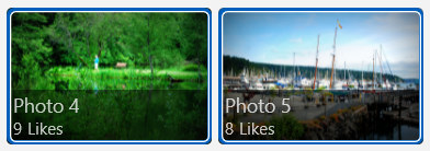 Två bilder i en objektvy, var och en med en blå kantlinje runt sig för att visa markeringen.