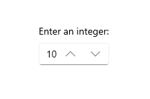 En NumberBox med en nedpil och en uppåtpil bredvid.