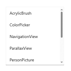 En skärmbild som illustrerar standardrullningslisten, en lodrät linje på 6 pixlar med en uppåtpil överst och en nedåtpil nederst.