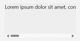 Ett textblock som sträcker sig vågrätt utanför visningsområdet, eller ett synligt område i kontrollen, med en vågrät rullningslist.