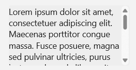 Ett textblock som sträcker sig lodrätt utanför visningsområdet, eller synligt område i kontrollen, med en lodrät rullningslist.