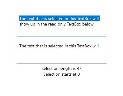 Markerad text i en textruta