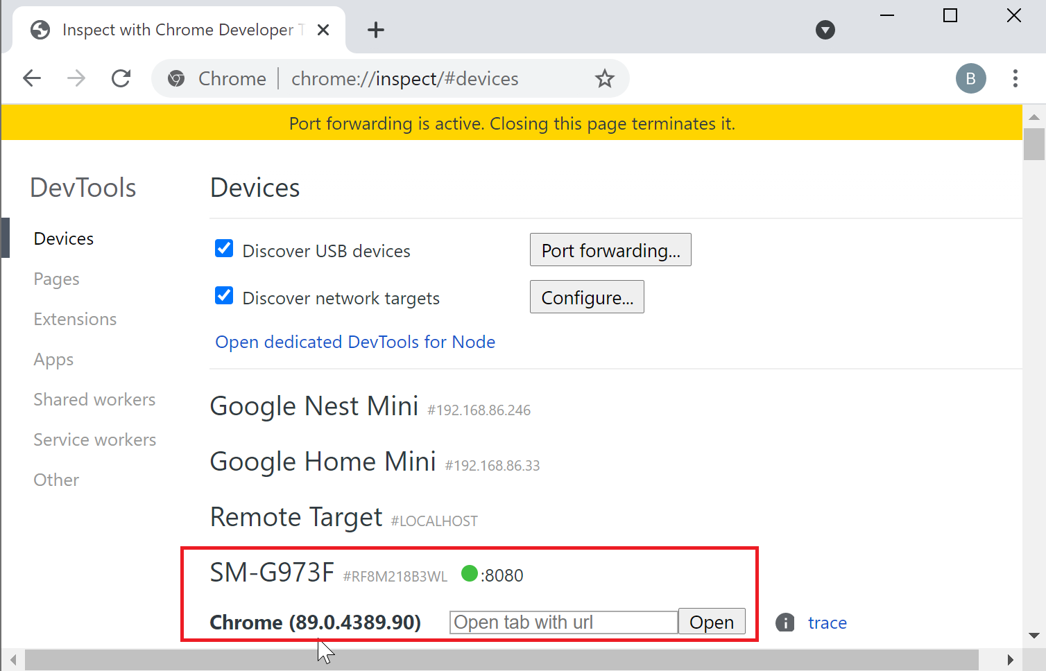Chrome USB-felsökningsfönster