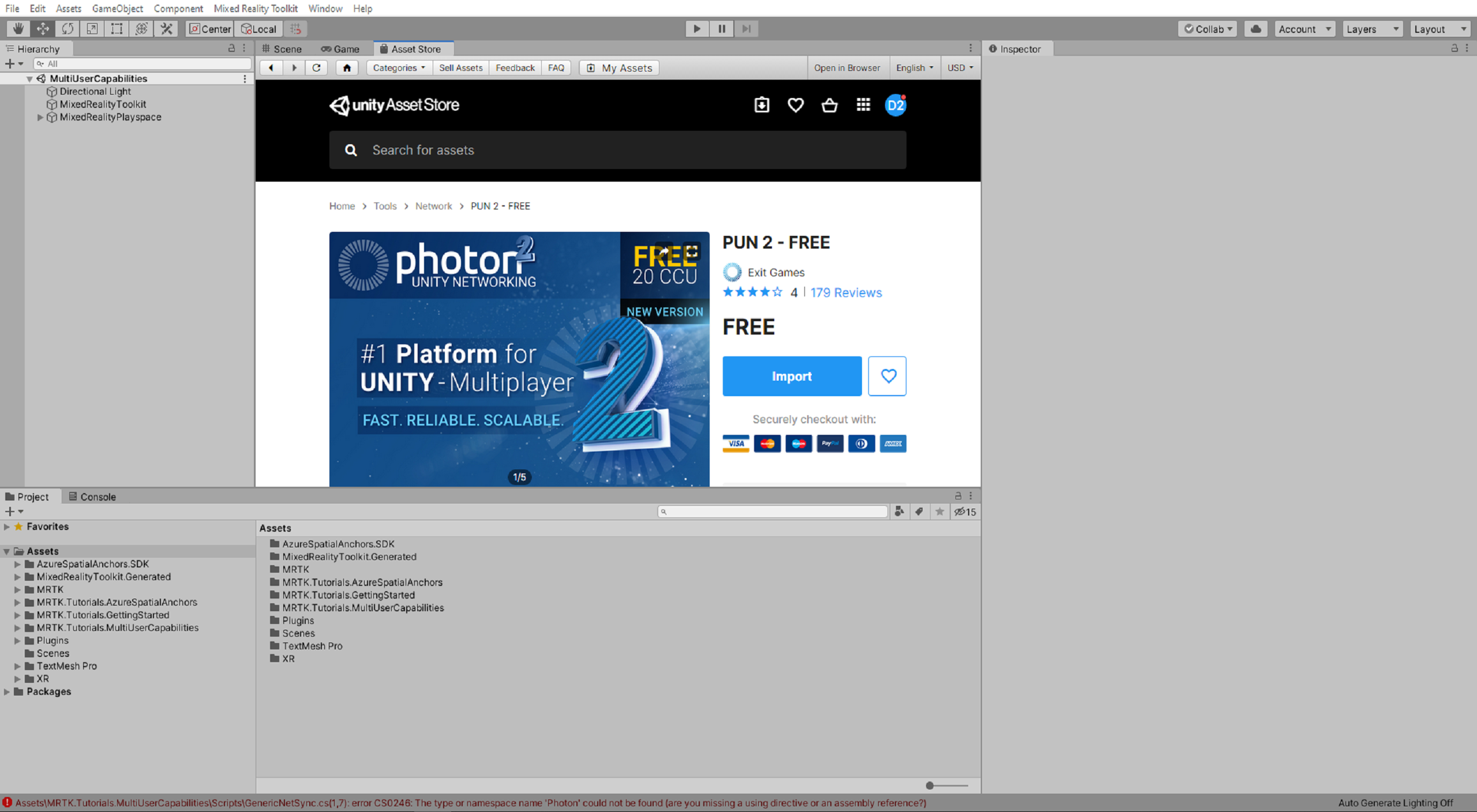Unity Asset Store med PUN 2 – kostnadsfritt
