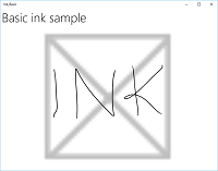 Skärmbild av InkCanvas med pennstreck.